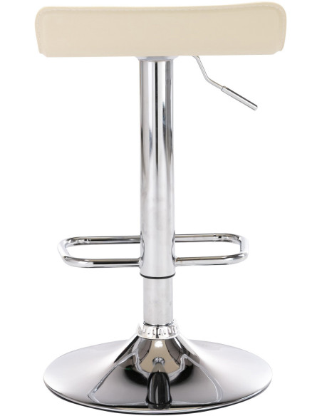 Tabouret de bar design minimaliste en Polyuréthane Blanc crème Métal Argenté Brillant Icko - 5