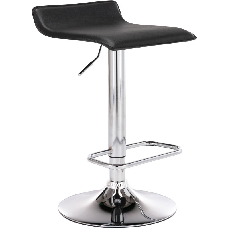 Tabouret de bar design minimaliste en Polyuréthane Noir Métal Argenté Brillant Icko - 1