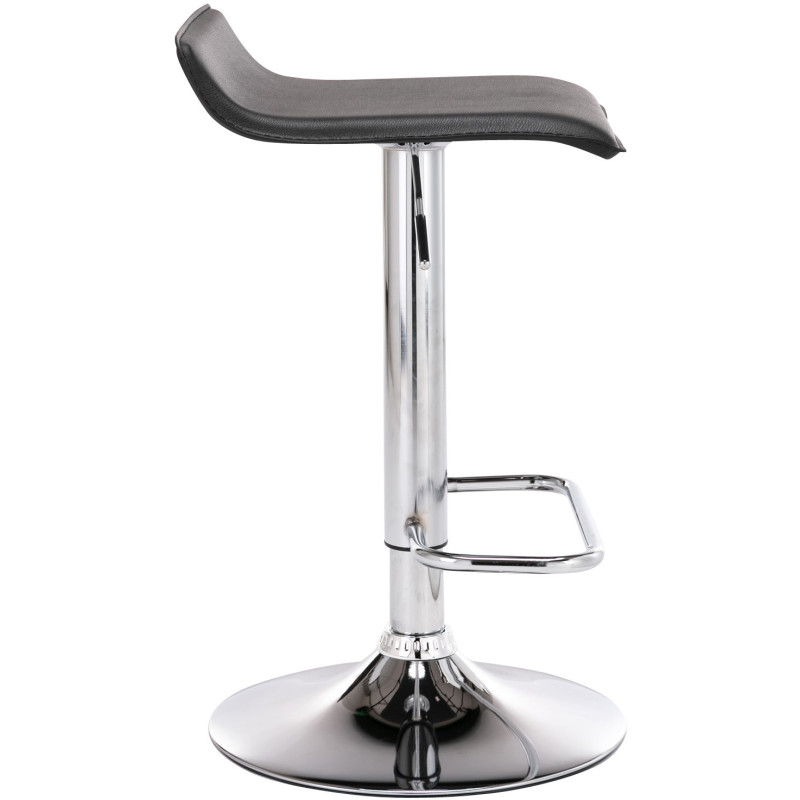 Tabouret de bar design minimaliste en Polyuréthane Noir Métal Argenté Brillant Icko - 3