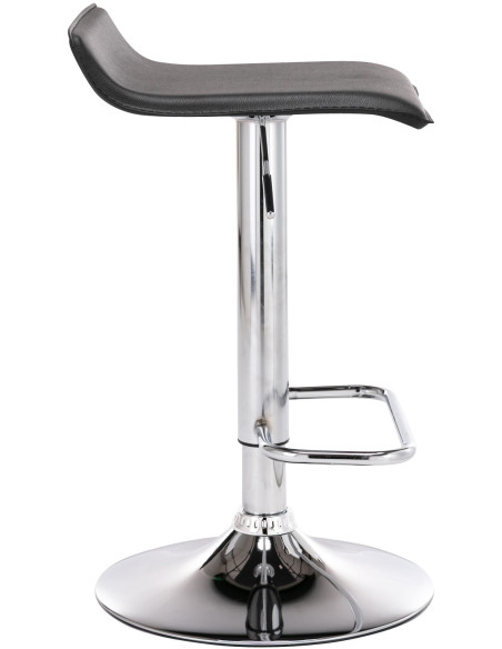 Tabouret de bar design minimaliste en Polyuréthane Noir Métal Argenté Brillant Icko - 3