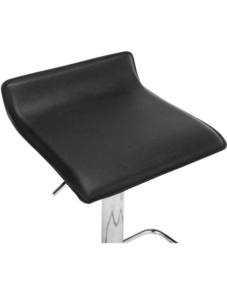 Tabouret de bar design minimaliste en Polyuréthane Noir Métal Argenté Brillant Icko - 6