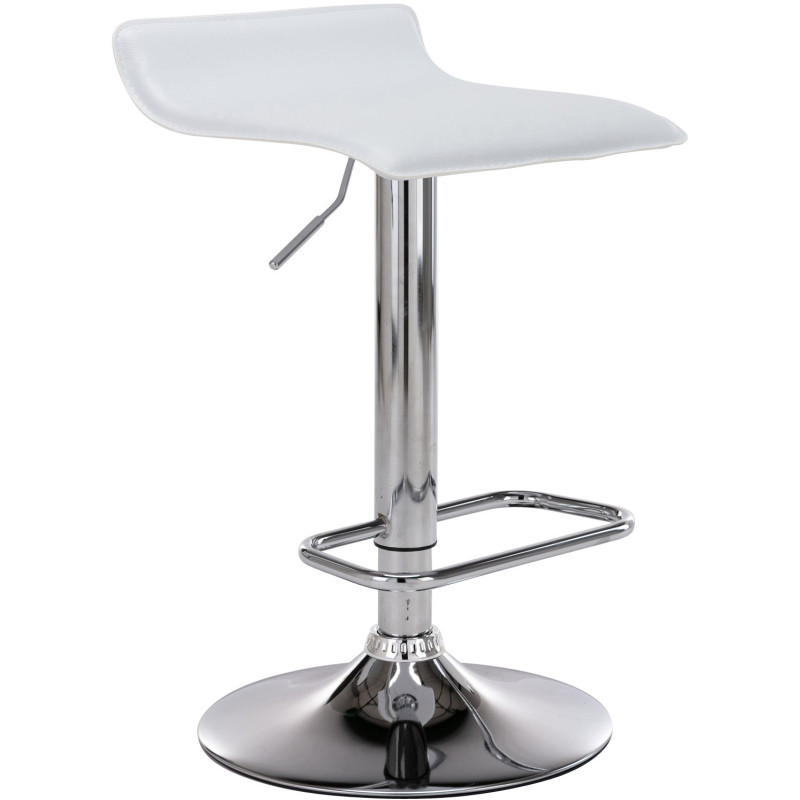 Tabouret de bar design minimaliste en Polyuréthane Blanc Métal Argenté Brillant Icko - 1