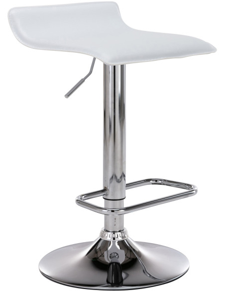 Tabouret de bar design minimaliste en Polyuréthane Blanc Métal Argenté Brillant Icko - 1
