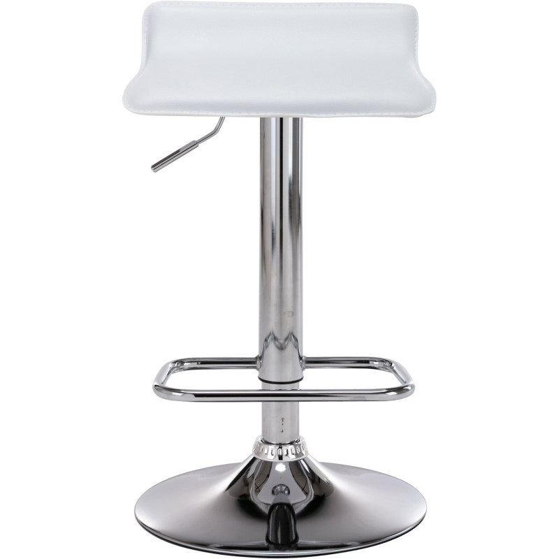 Tabouret de bar design minimaliste en Polyuréthane Blanc Métal Argenté Brillant Icko - 2