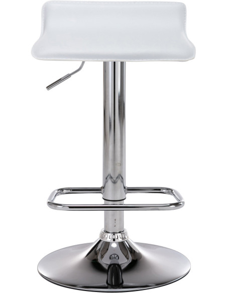 Tabouret de bar design minimaliste en Polyuréthane Blanc Métal Argenté Brillant Icko - 2