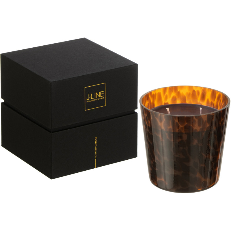 Bougie parfumée XL Boisée 50 heures Noa Parfum Bois de Santal avec photophore en Verre Marron - 1