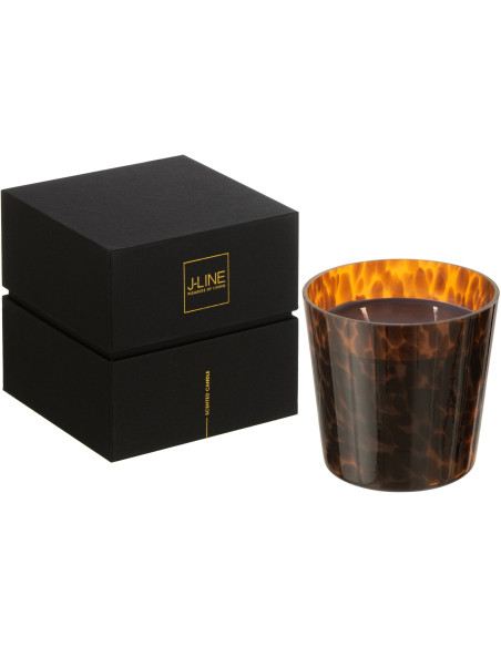 Bougie parfumée XL Boisée 50 heures Noa Parfum Bois de Santal avec photophore en Verre Marron - 1