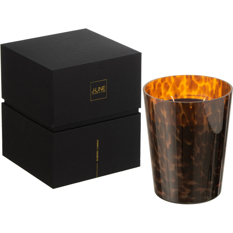 Bougie parfumée XL Boisée 68 heures Noa Parfum Bois de Santal avec photophore en Verre Marron - 1
