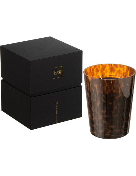 Bougie parfumée XL Boisée 68 heures Noa Parfum Bois de Santal avec photophore en Verre Marron - 1