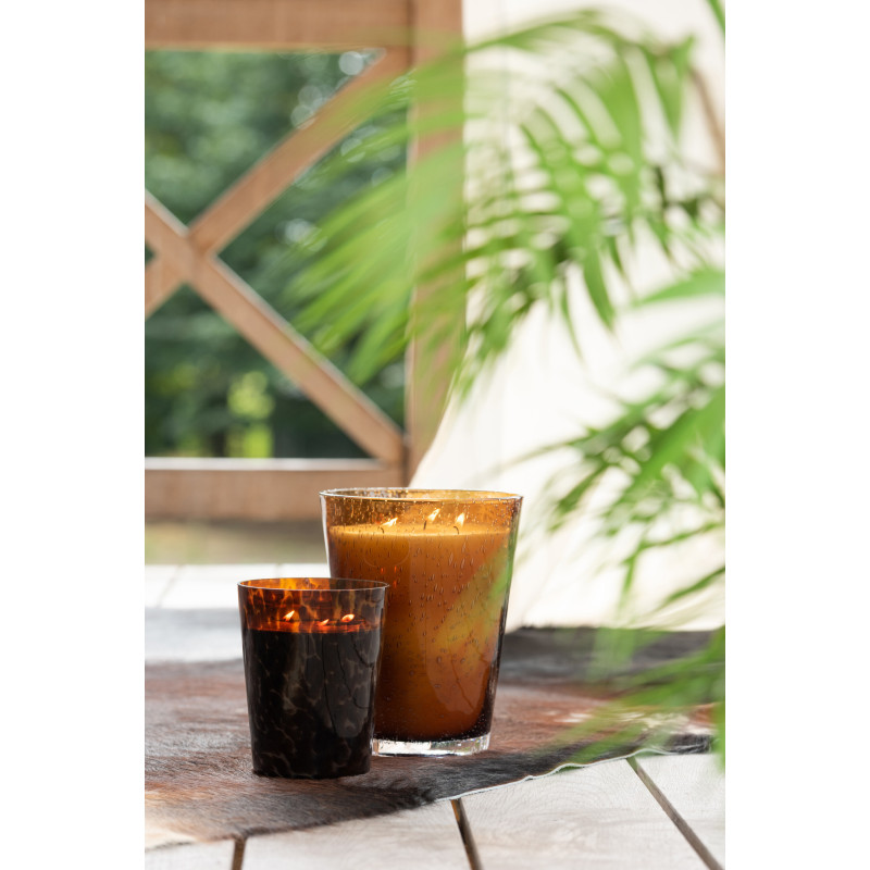 Bougie parfumée XL Boisée 68 heures Noa Parfum Bois de Santal avec photophore en Verre Marron - 2