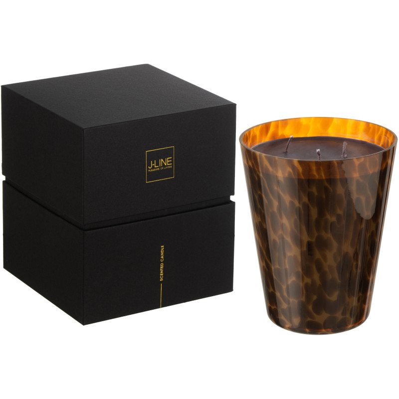 Bougie parfumée XXL Boisée 95 heures Noa Parfum Bois de Santal avec photophore en Verre Marron - 1