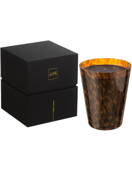 Bougie parfumée XXL Boisée 95 heures Noa Parfum Bois de Santal avec photophore en Verre Marron - 1