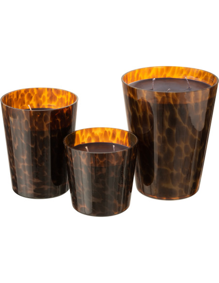 Bougie parfumée XXL Boisée 95 heures Noa Parfum Bois de Santal avec photophore en Verre Marron - 3