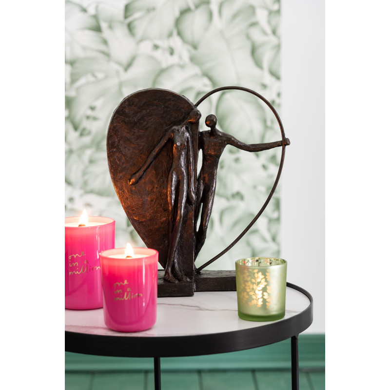 Statuette Couple Amoureux Coeur Hauteur 31 cm en Résine Marron foncé Halfheart - 2