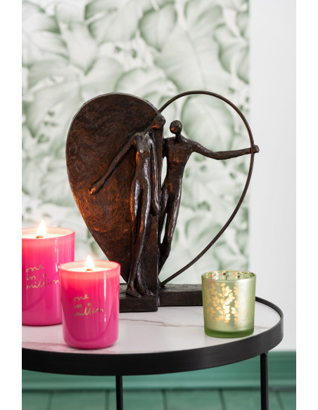 Statuette Couple Amoureux Coeur Hauteur 31 cm en Résine Marron foncé Halfheart - 2