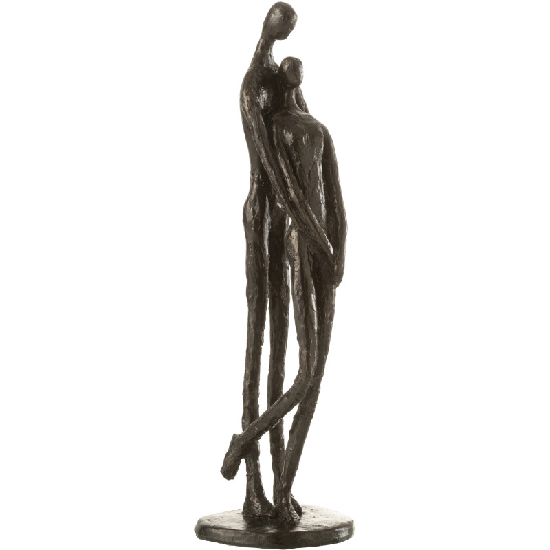Statuette Couple Amoureux Hauteur 37 cm en Résine Marron foncé Huggyo - 1