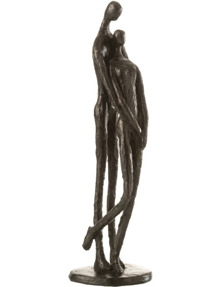 Statuette Couple Amoureux Hauteur 37 cm en Résine Marron foncé Huggyo - 1