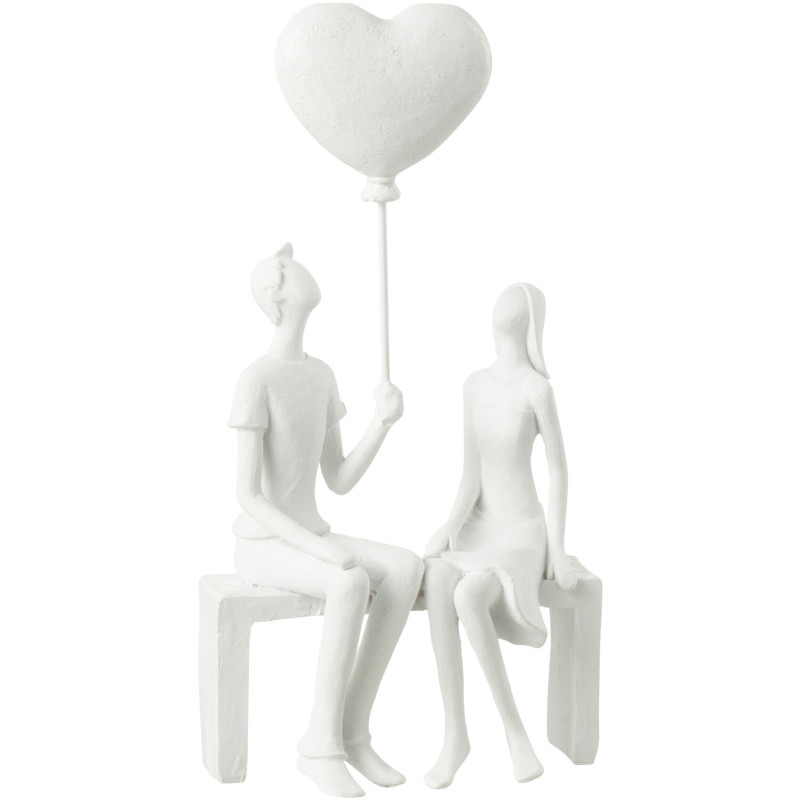 Statuette Couple Amoureux Hauteur 23 cm en Résine Blanc Rendez-vous - 1