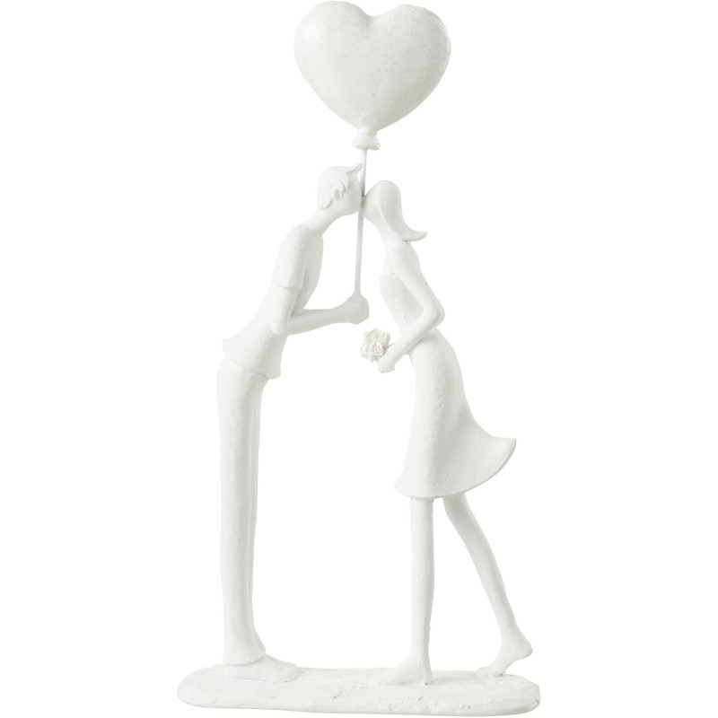 Statuette Couple Amoureux Hauteur 30 cm en Résine Blanc Kissy - 1