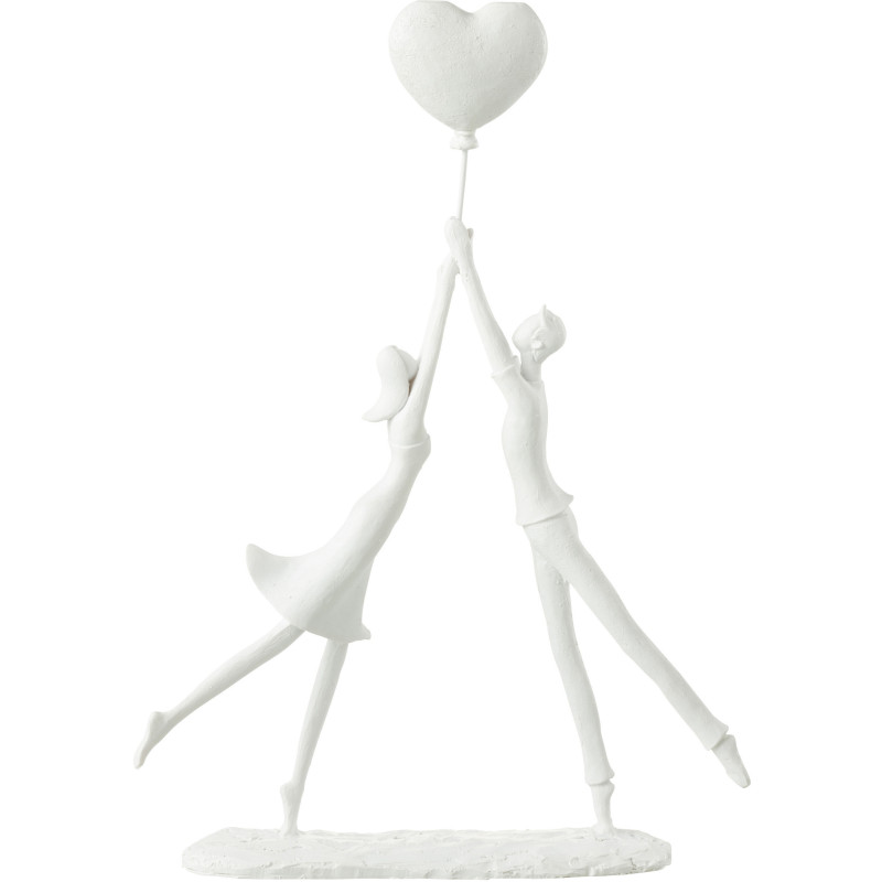 Statuette Couple Amoureux XL Hauteur 35 cm en Résine Blanc Balloon - 1