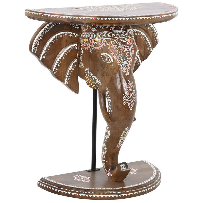 Console originale Élephant Demi-lune Bois de manguier Marron Baryna - 4