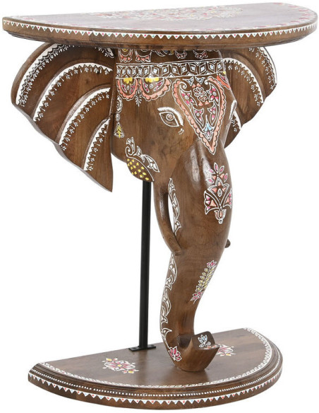 Console originale Élephant Demi-lune Bois de manguier Marron Baryna - 4