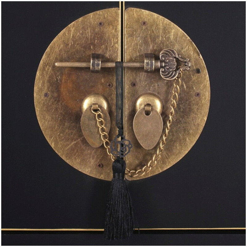 Console Rectangulaire 4 portes 3 tiroirs Bois Noir Oriente - 2