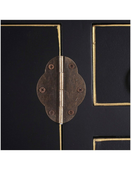 Console Rectangulaire 4 portes 3 tiroirs Bois Noir Oriente - 3