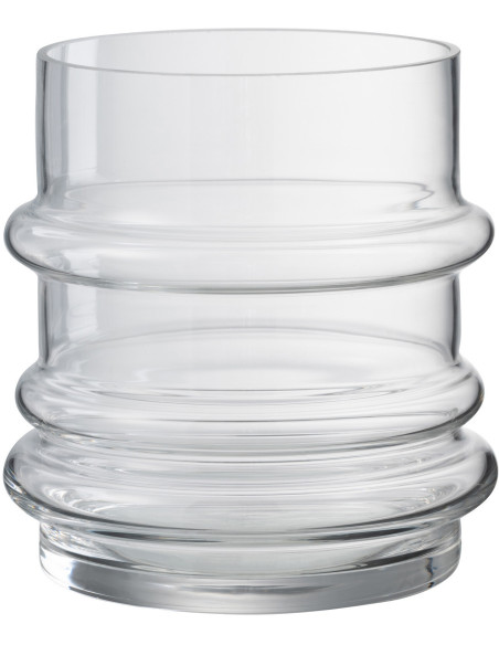 Vase Cylindrique Justo Hauteur 15 cm en Verre Transparent - 1