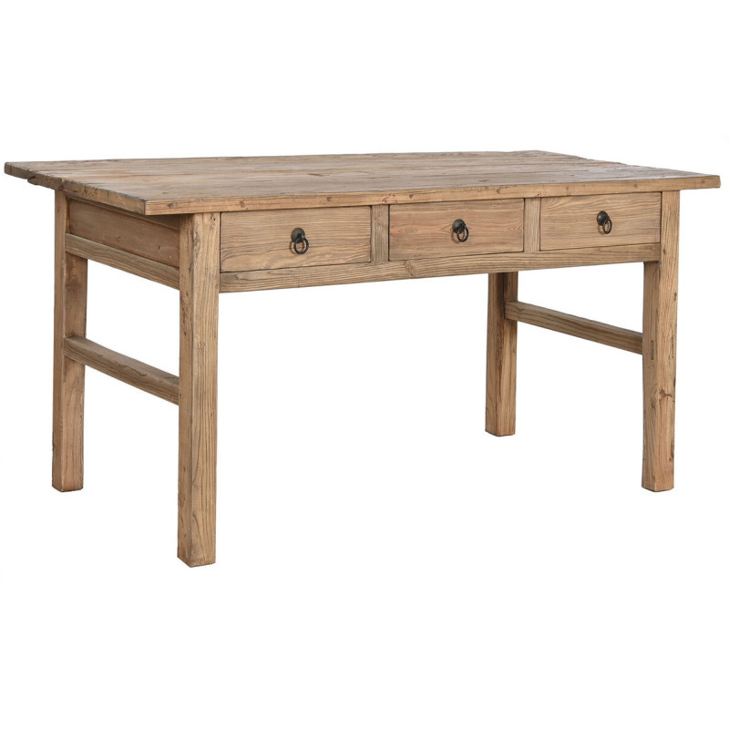 Table à manger style vintage Rectangulaire 3 tiroirs 6 personnes Bois d'orme massif Naturel Olmazo - 1