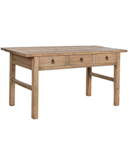 Table à manger style vintage Rectangulaire 3 tiroirs 6 personnes Bois d'orme massif Naturel Olmazo - 1