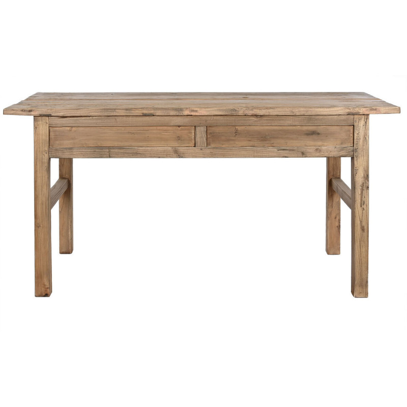 Table à manger style vintage Rectangulaire 3 tiroirs 6 personnes Bois d'orme massif Naturel Olmazo - 2