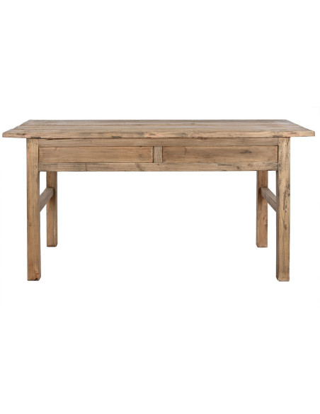 Table à manger style vintage Rectangulaire 3 tiroirs 6 personnes Bois d'orme massif Naturel Olmazo - 2