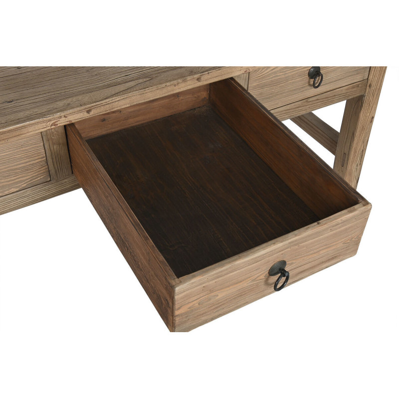 Table à manger style vintage Rectangulaire 3 tiroirs 6 personnes Bois d'orme massif Naturel Olmazo - 3