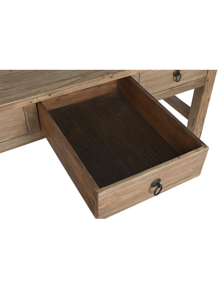 Table à manger style vintage Rectangulaire 3 tiroirs 6 personnes Bois d'orme massif Naturel Olmazo - 3