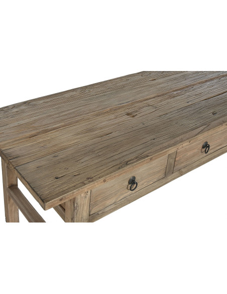 Table à manger style vintage Rectangulaire 3 tiroirs 6 personnes Bois d'orme massif Naturel Olmazo - 4