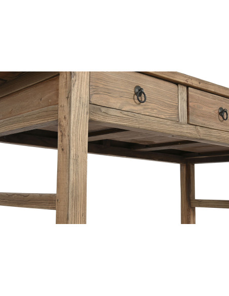 Table à manger style vintage Rectangulaire 3 tiroirs 6 personnes Bois d'orme massif Naturel Olmazo - 7