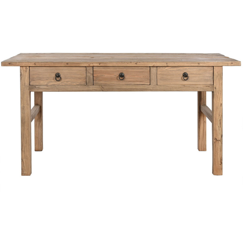Table à manger style vintage Rectangulaire 3 tiroirs 6 personnes Bois d'orme massif Naturel Olmazo - 8
