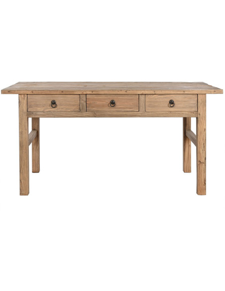 Table à manger style vintage Rectangulaire 3 tiroirs 6 personnes Bois d'orme massif Naturel Olmazo - 8