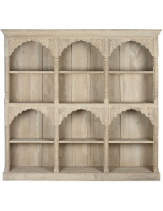 Étagère bibliothèque bois naturel sculpté 204x38x196 cm Isala Item Home - 2