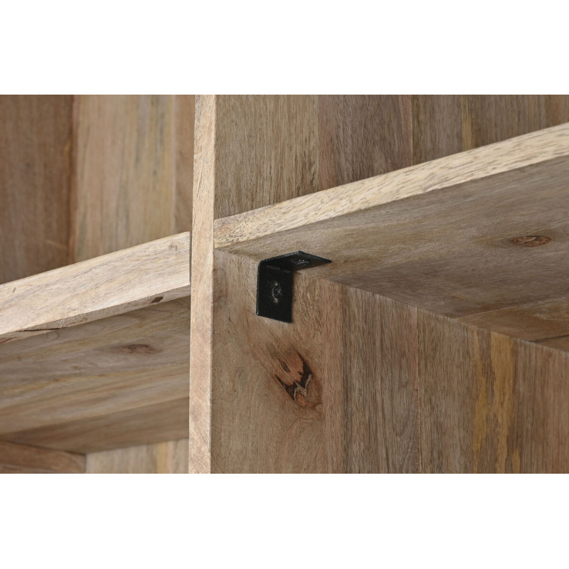 Buffet vaisselier Haut 4 portes 3 tiroirs Bois de manguier Blanc Verre Transparent Costia - 2