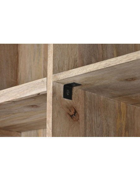 Buffet vaisselier Haut 4 portes 3 tiroirs Bois de manguier Blanc Verre Transparent Costia - 2