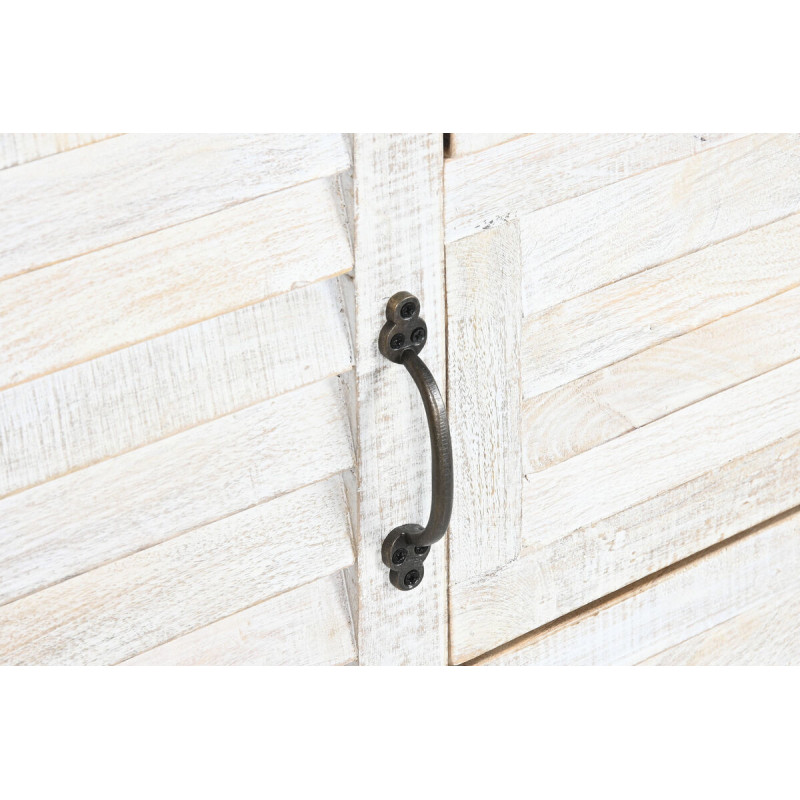 Buffet vaisselier Haut 4 portes 3 tiroirs Bois de manguier Blanc Verre Transparent Costia - 6