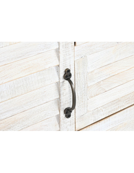 Buffet vaisselier Haut 4 portes 3 tiroirs Bois de manguier Blanc Verre Transparent Costia - 6