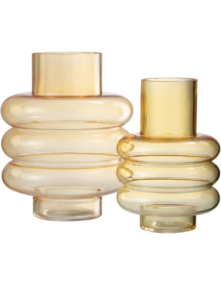 Vase Rond Lima Hauteur 25 cm en Verre Ocre - 5