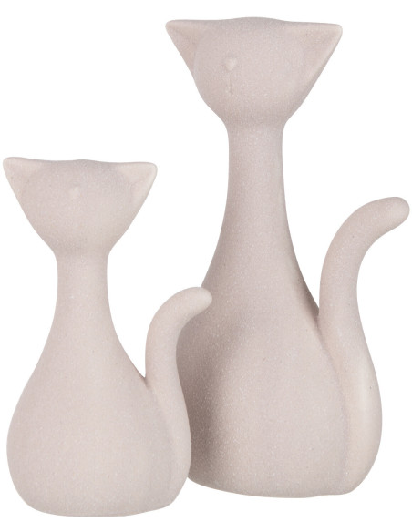 Statue déco Chat Adora en Porcelaine Rose clair - 2