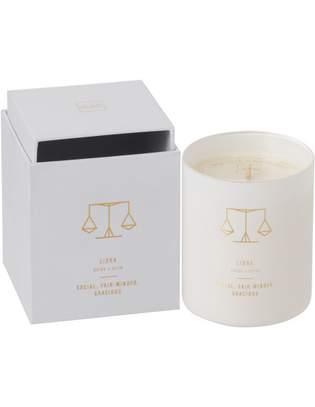 Bougie parfumée XL Florale 50 heures Astro Balance Parfum Sapphire Amber Tea avec photophore en Verre Blanc - 1