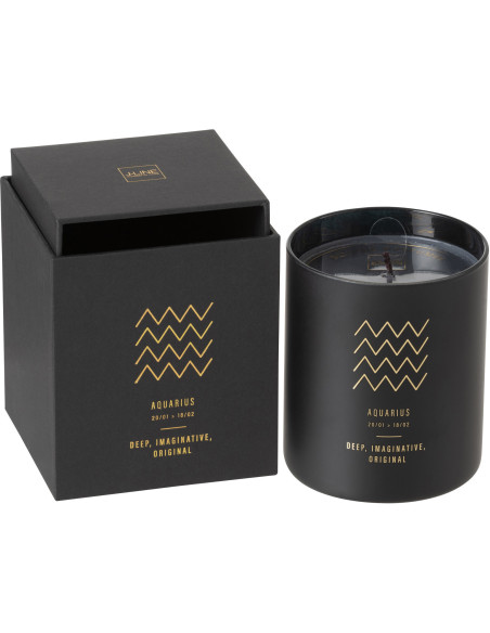 Bougie parfumée XL Fraîche 50 heures Astro Verseau Parfum Rainbow Reef avec photophore en Verre Noir - 1