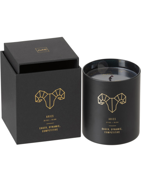 Bougie parfumée XL Fraîche 50 heures Astro Bélier Parfum Rainbow Reef avec photophore en Verre Noir - 1