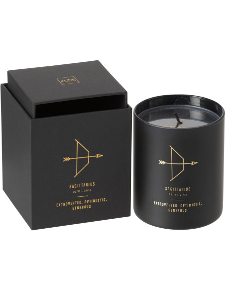 Bougie parfumée XL Fraîche 50 heures Astro Sagittaire Parfum Rainbow Reef avec photophore en Verre Noir - 1